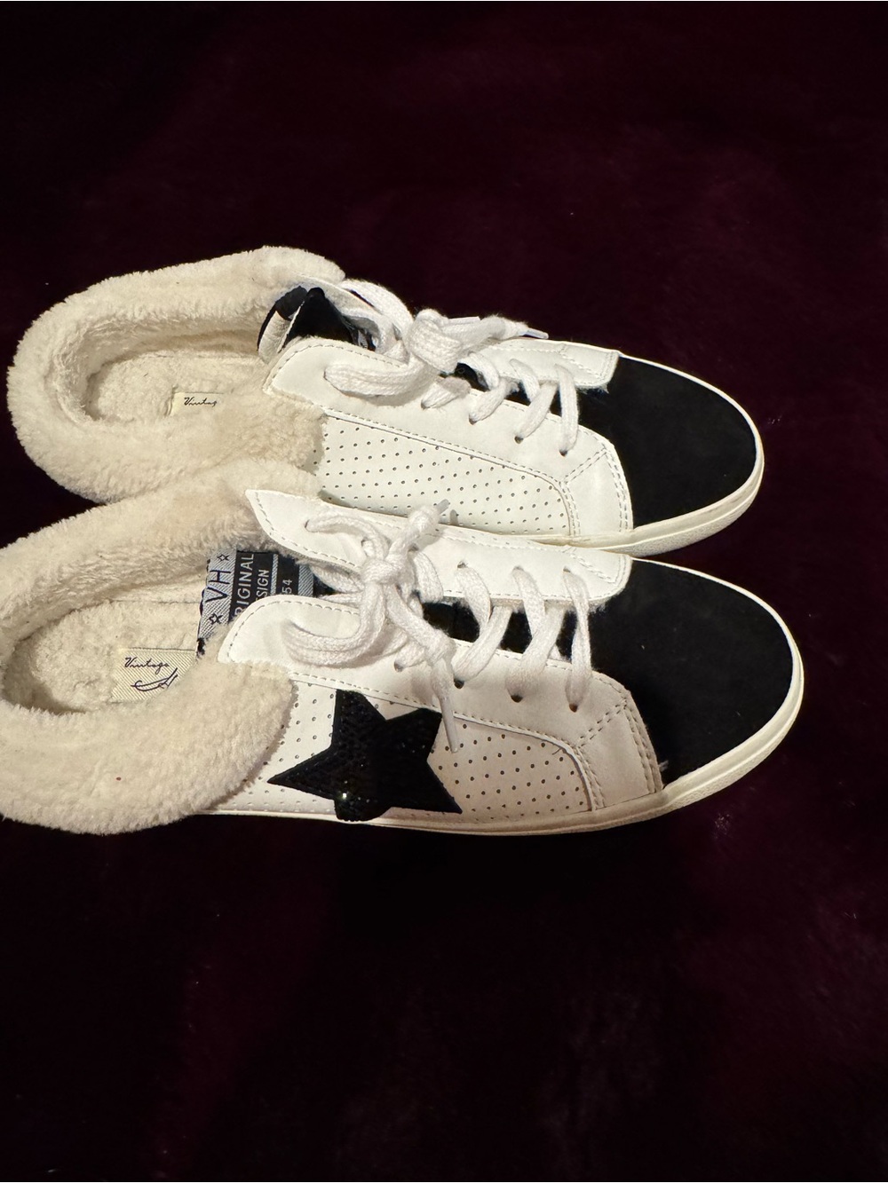 Vintage Havana Sherpa Lined Athletic Slides with Black Suede. Never Worn